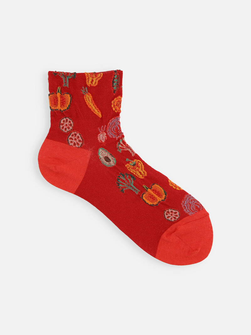 Socquette coton/lin mix motif légumes