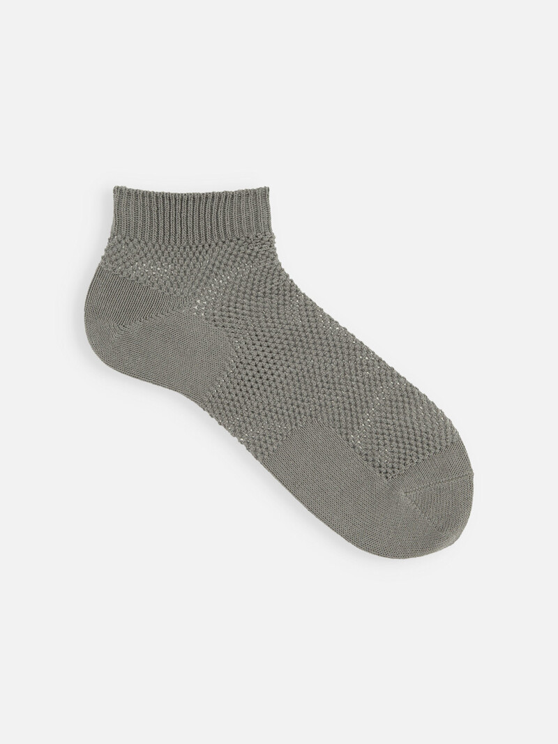 Chaussette courte ajourée en coton/lin