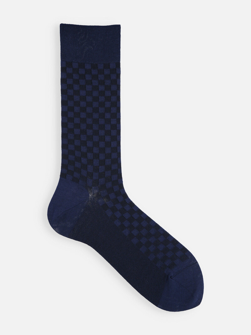 Mi-chaussette damier en Coton/Lin mix