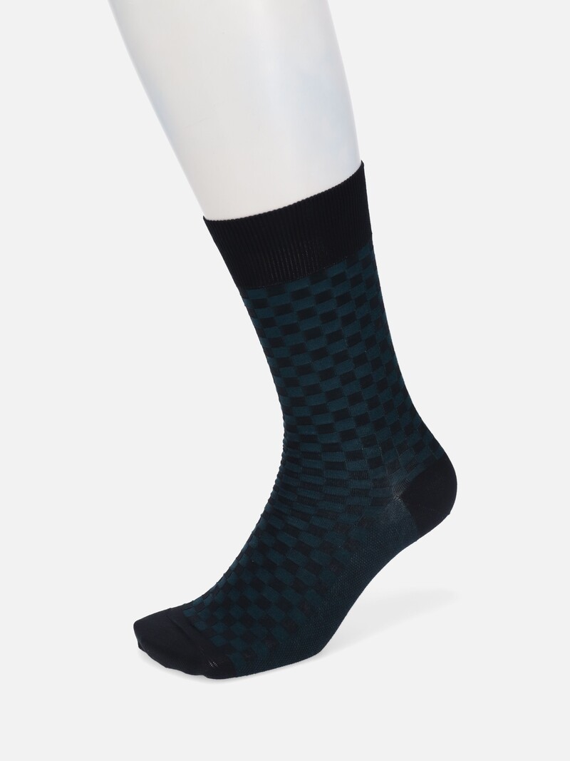 Mi-chaussette damier en Coton/Lin mix