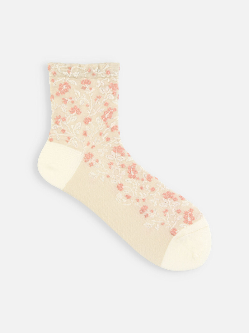 Small Flower Float Low Crew Socks