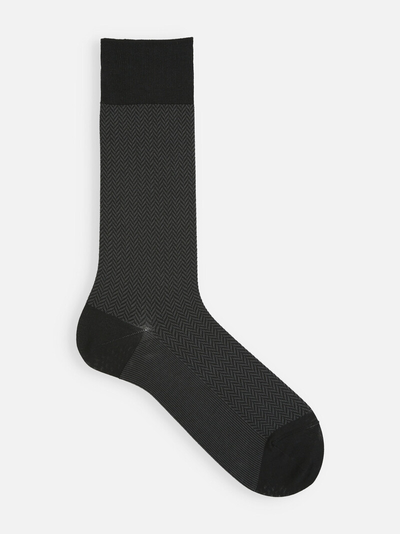 Mi-chaussette jacquard chevron coton fine Supima L