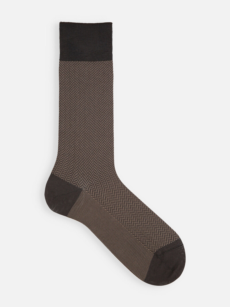 Mi-chaussette jacquard chevron coton fine Supima L