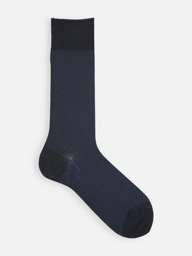 Mi-chaussette jacquard chevron coton fine Supima L