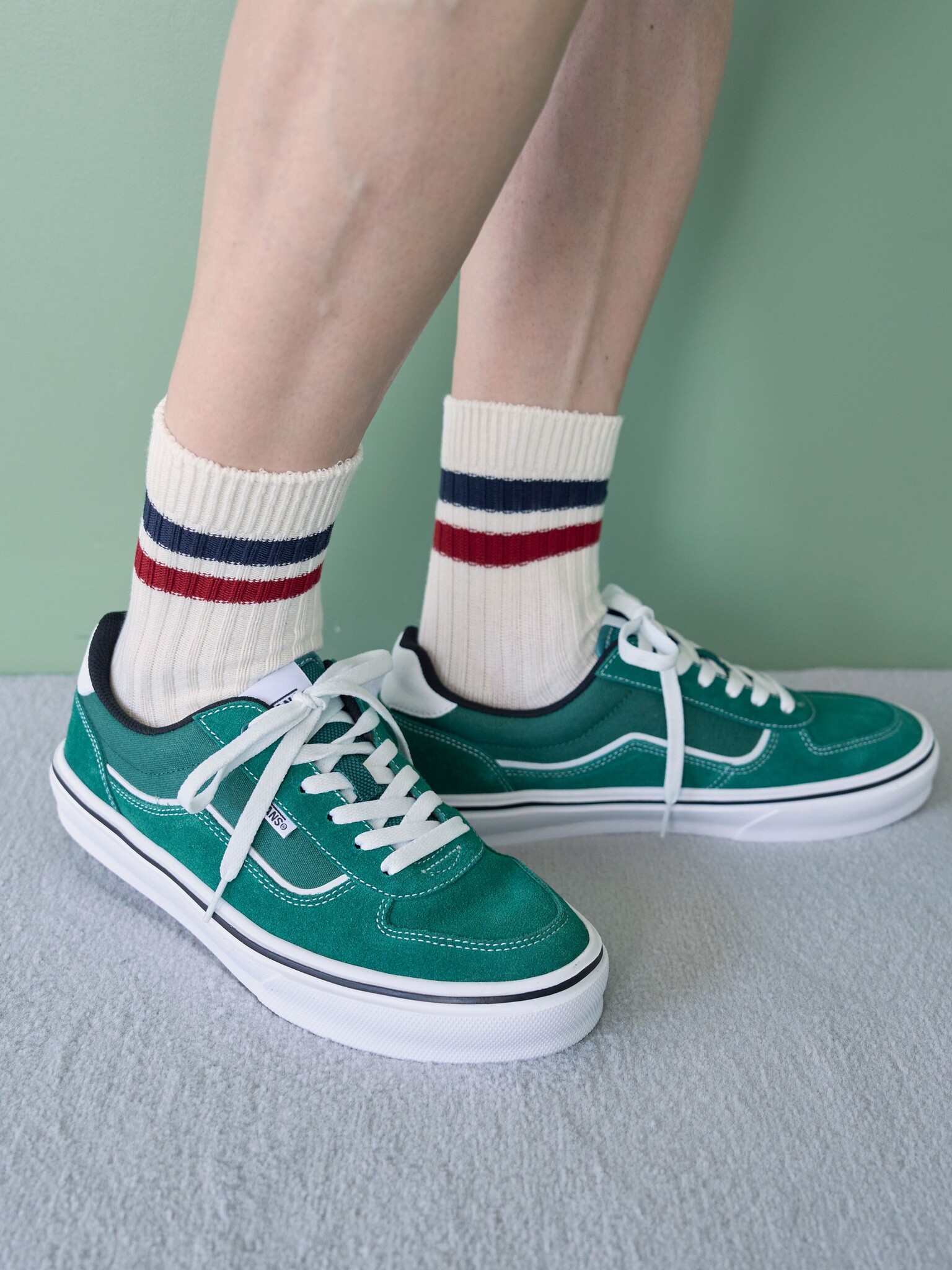 Calzino a coste con 2 strisce e orlo L