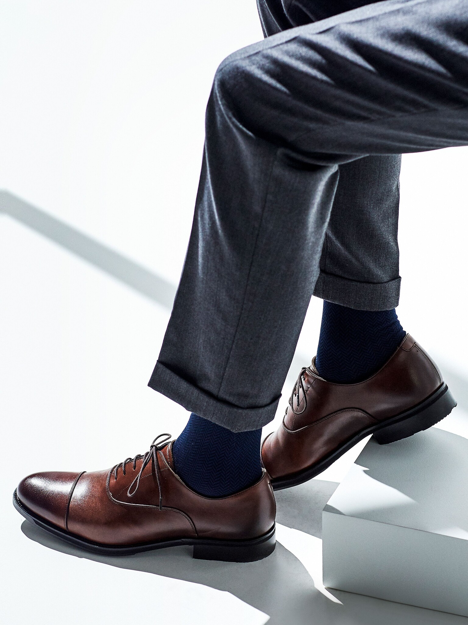 Mi-chaussette jacquard chevron coton fine Supima L