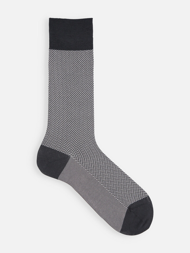 Mi-chaussette jacquard chevron coton fine Supima L