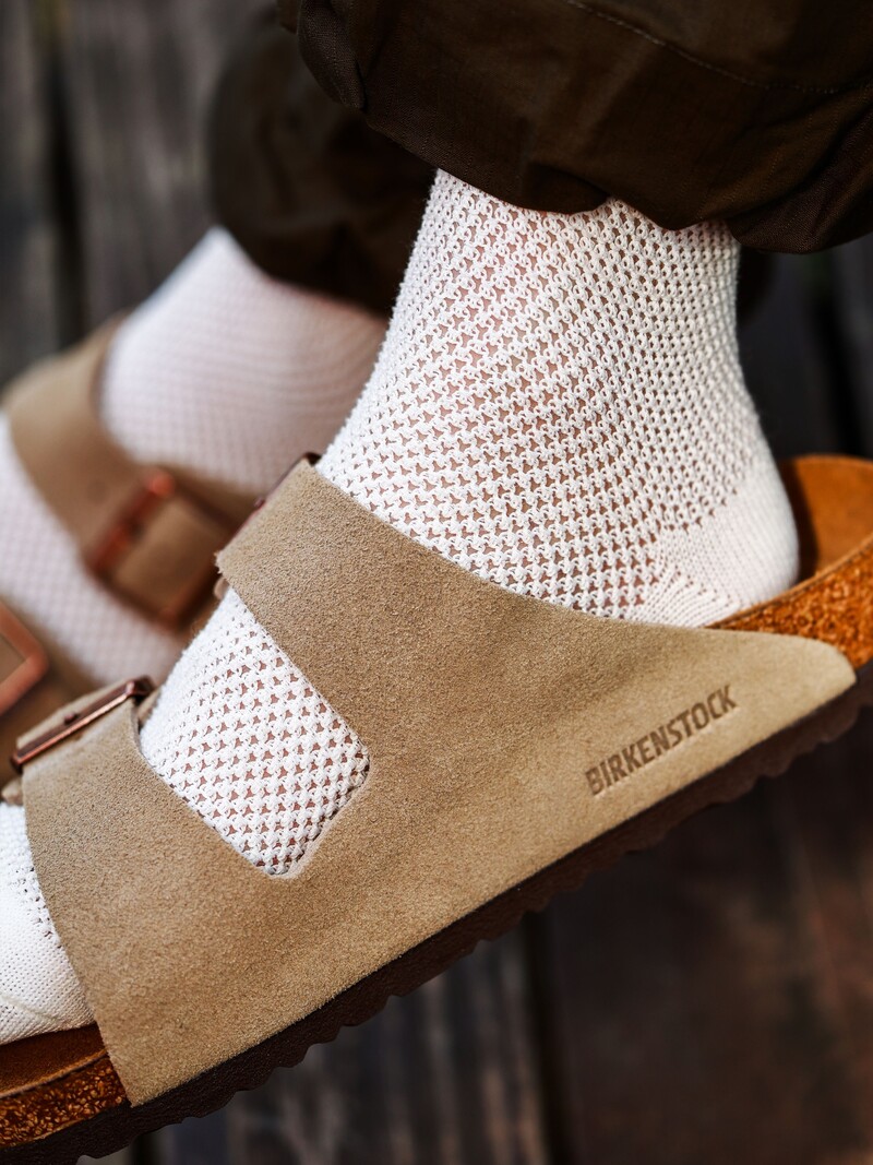 Chaussette courte ajourée en coton/lin