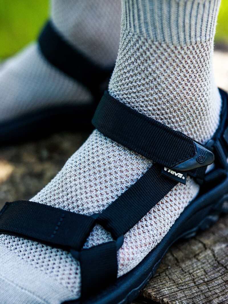 Chaussette courte ajourée en coton/lin