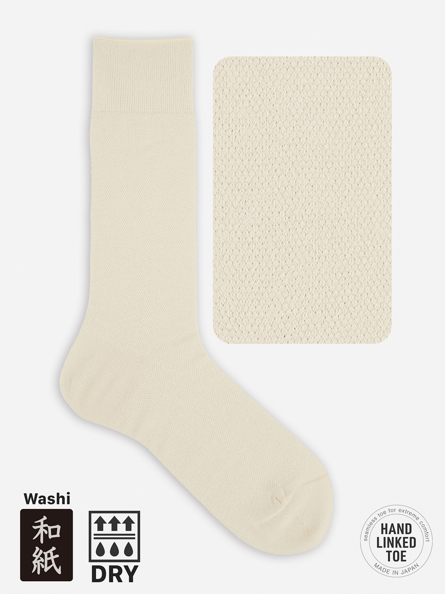 Mi-chaussette Washi mix unie en crêpe L