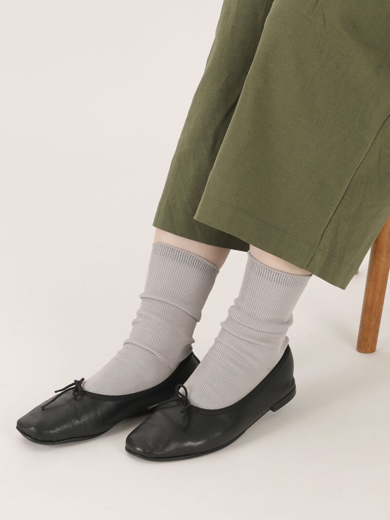 Fine Rib Cotton Low Crew Socks