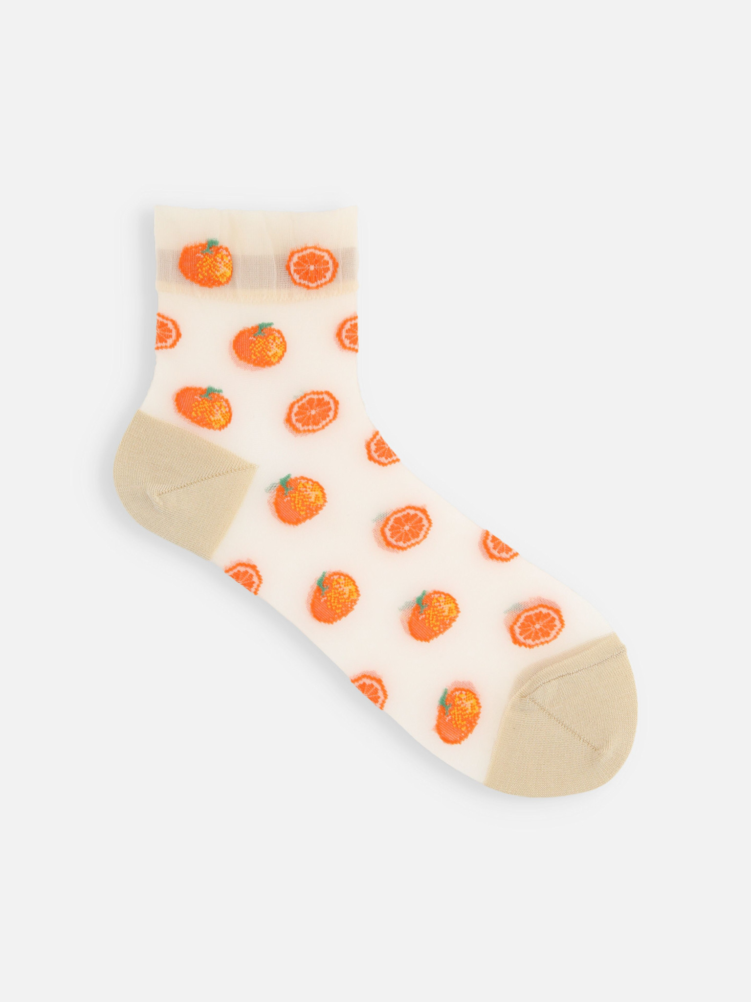 Tulle Orange Pattern Ankle Socks