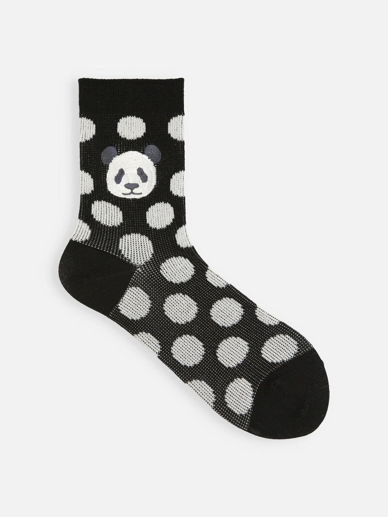Panda Embroidered Polka Dots Lc Socks