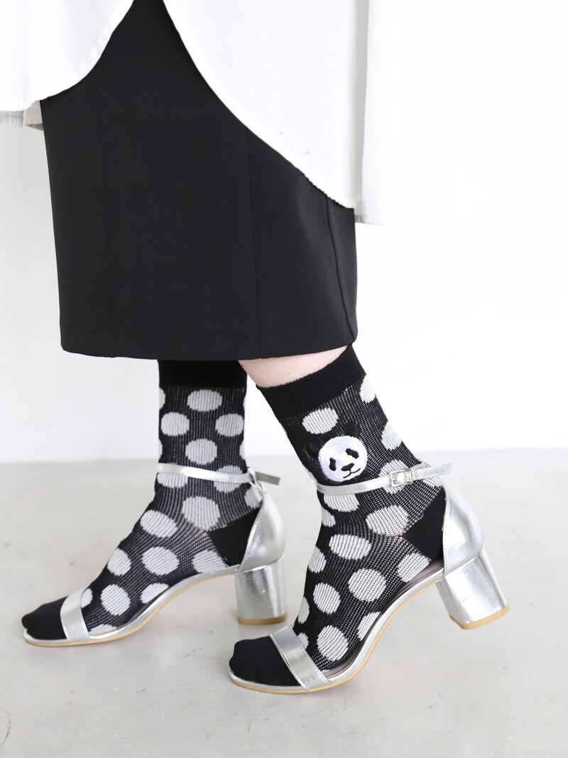 Panda bestickte Polka Dots Lc Socken