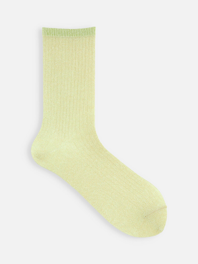 Sheer Lamé Rib Crew Socks
