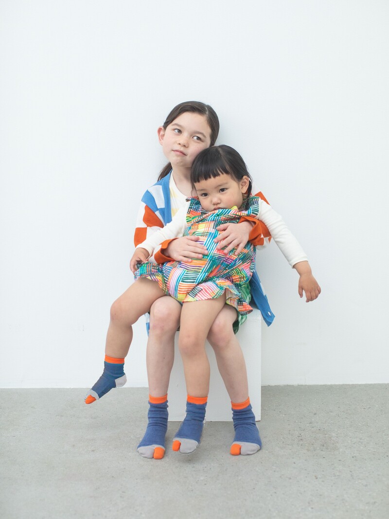 Meia Tabi mesclada infantil 19-21 cm