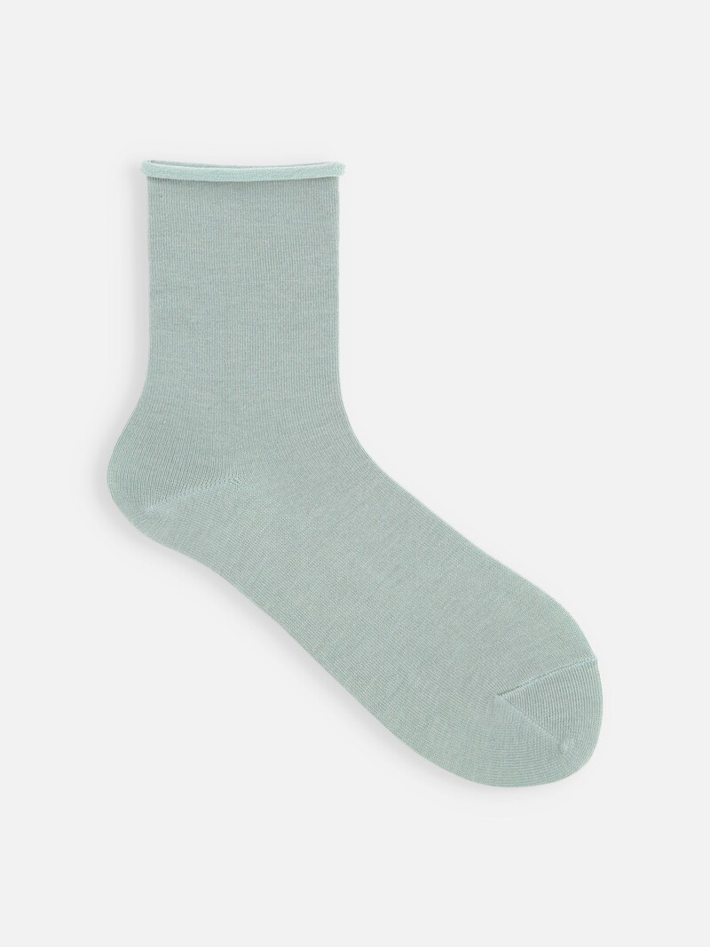 Roll Top Plain Ankle Socks
