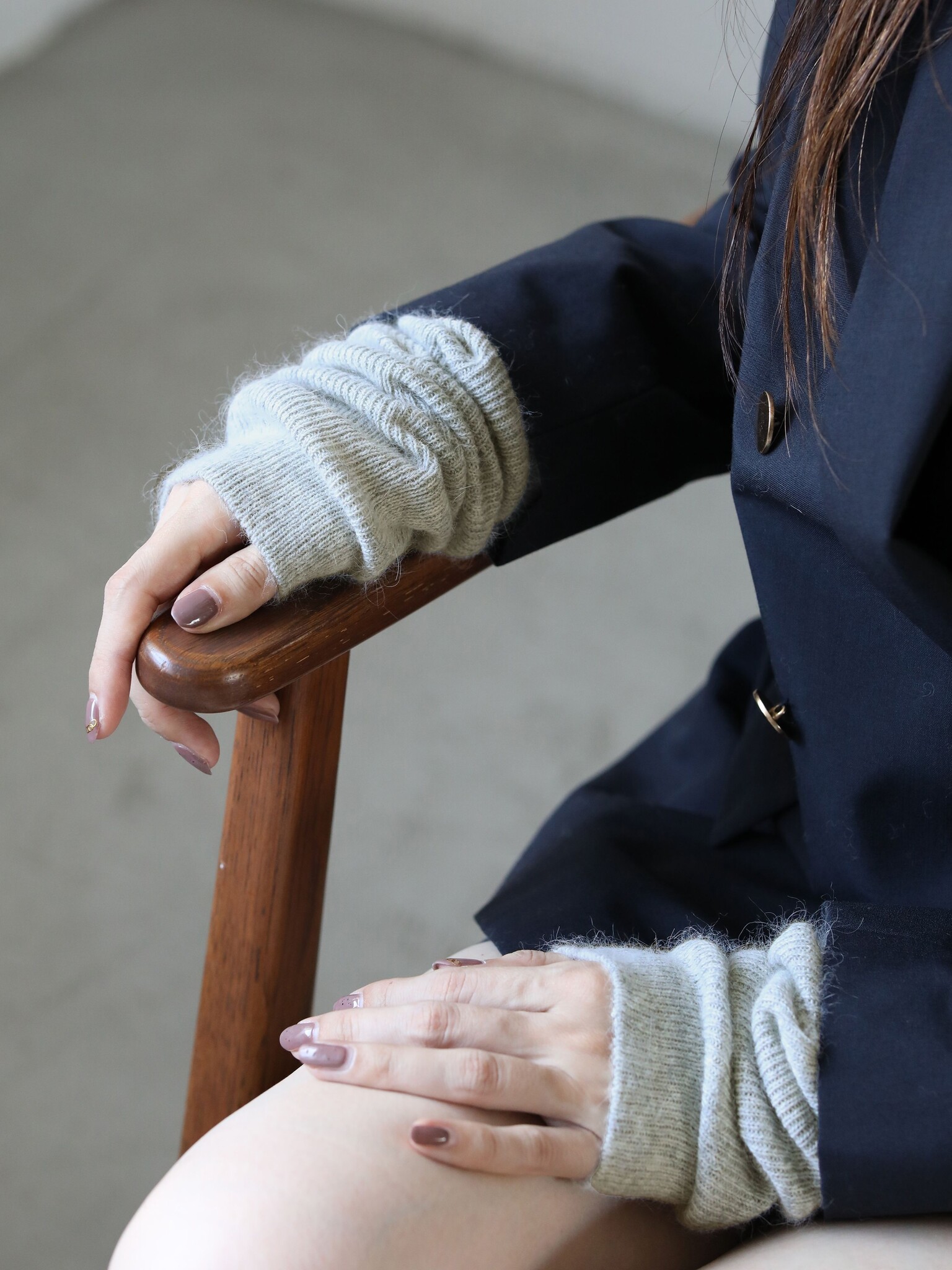 Aquecedores de perna canelados em mistura de angorá