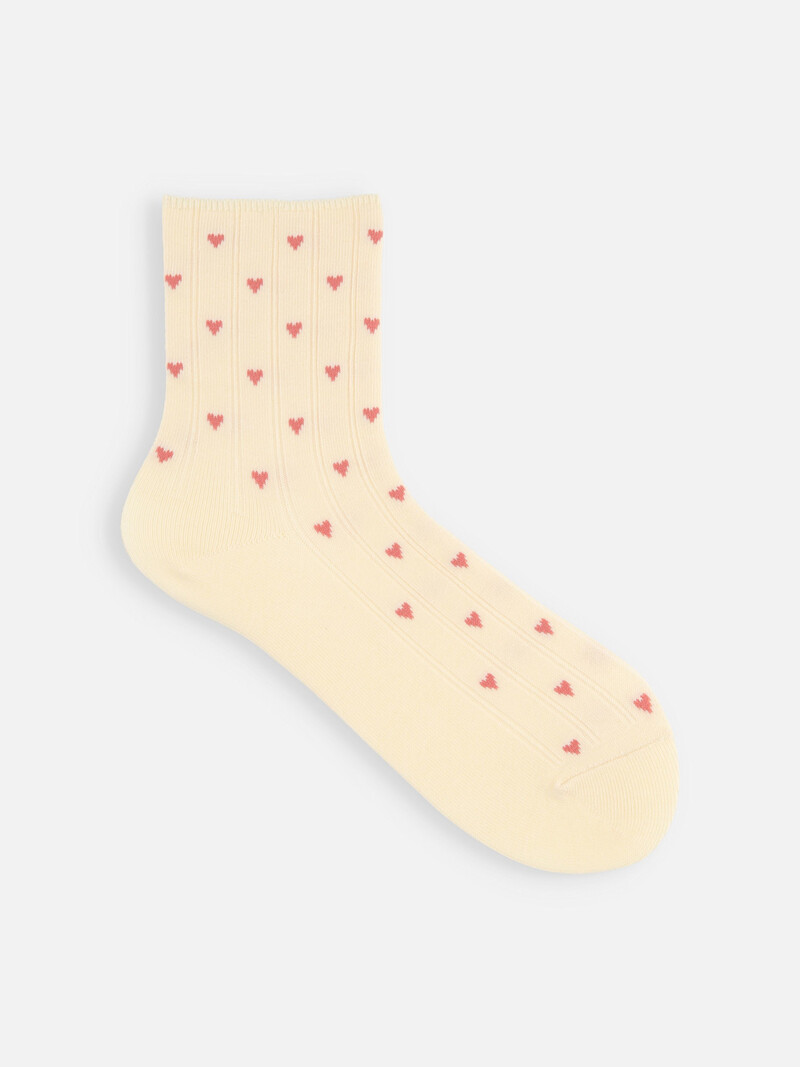 Small Hearts Rib Low Crew Sokken