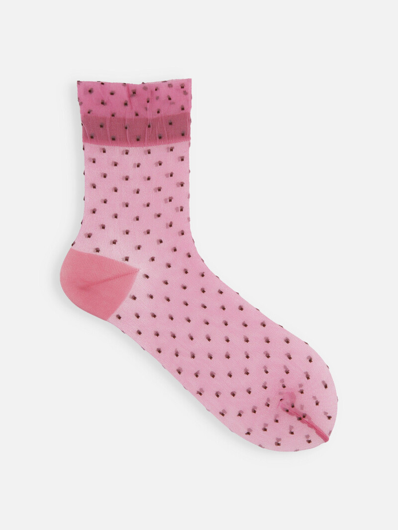 Sheer Fine Dots Low Crew Socks S