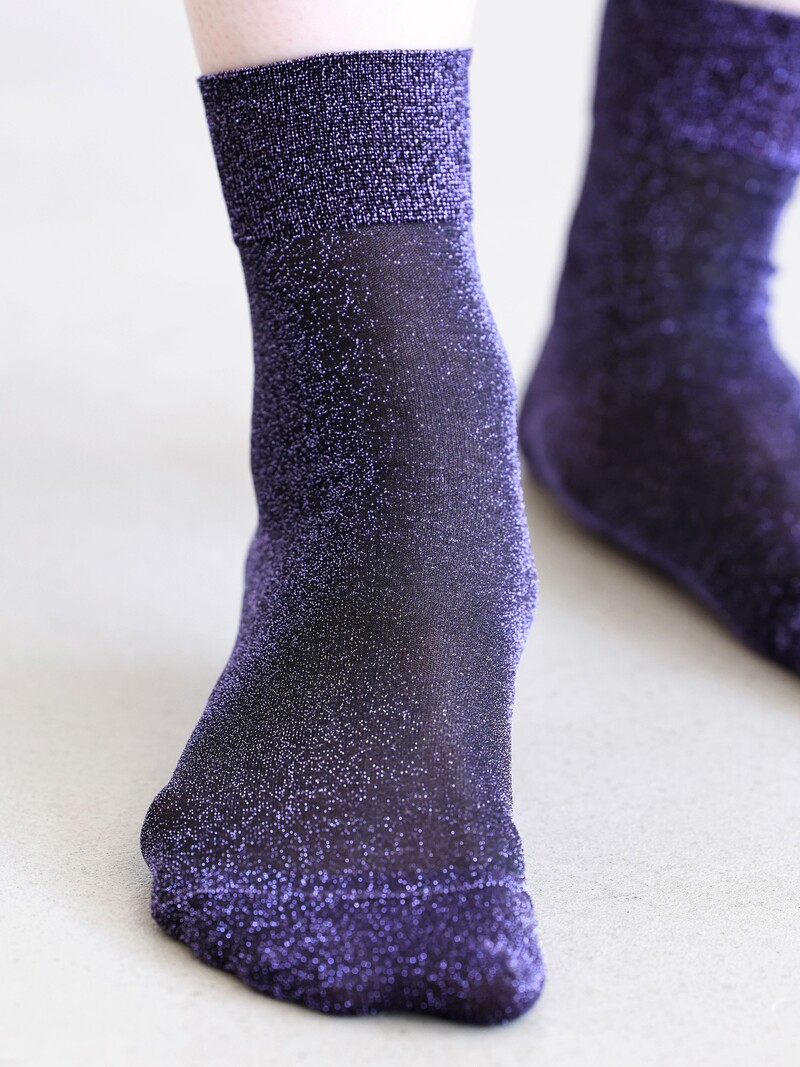 Sheer Lamé Ankle Socks