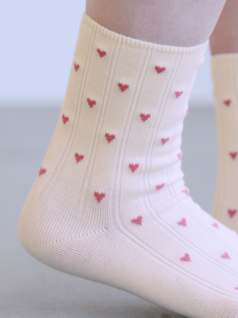 Small Hearts Rib Low Crew Sokken