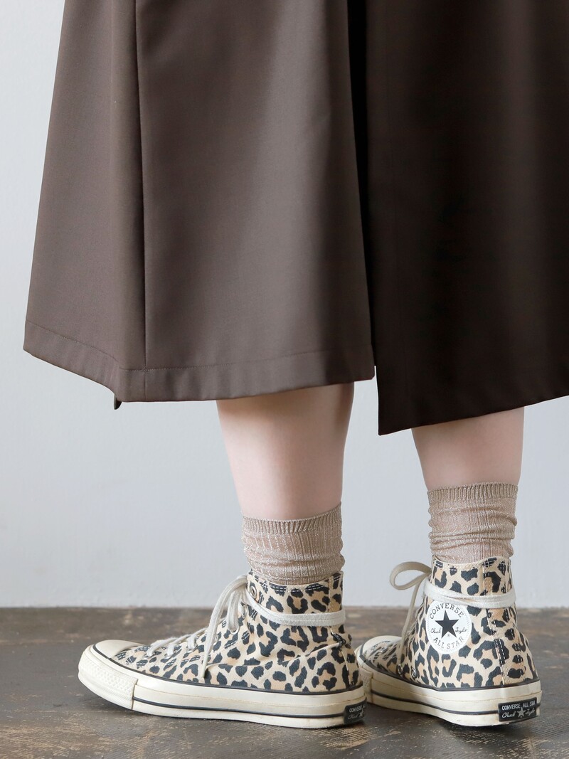 Sheer Lamé Rib Crew Socks