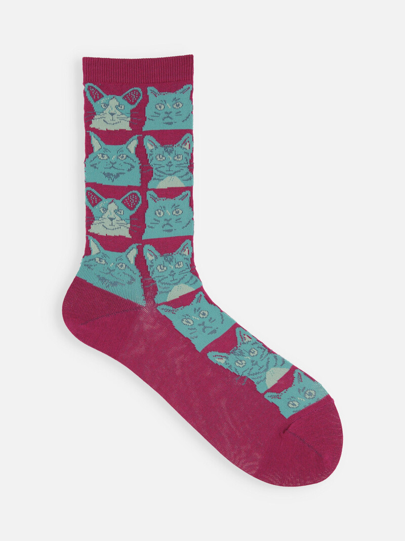 Mi-chaussette motif Manga chats S