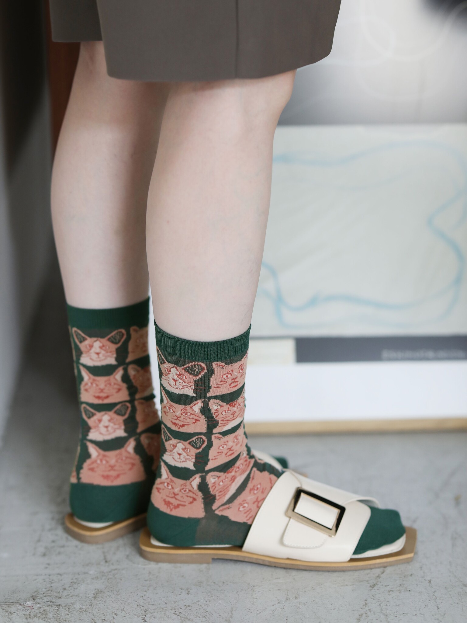 Mi-chaussette motif Manga chats S