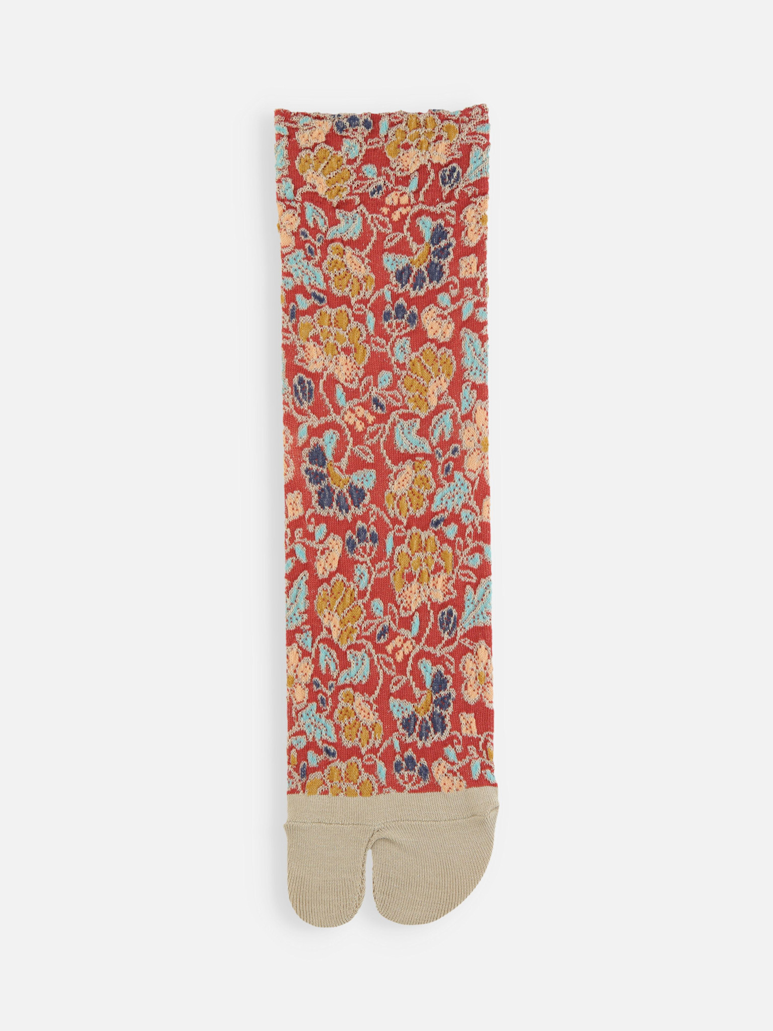 Mi-chaussette Tabi fleurs en relief