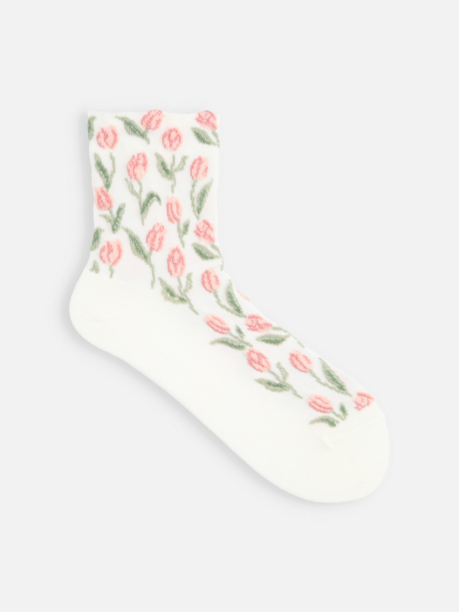 Meia soquete com tulipa em relevo