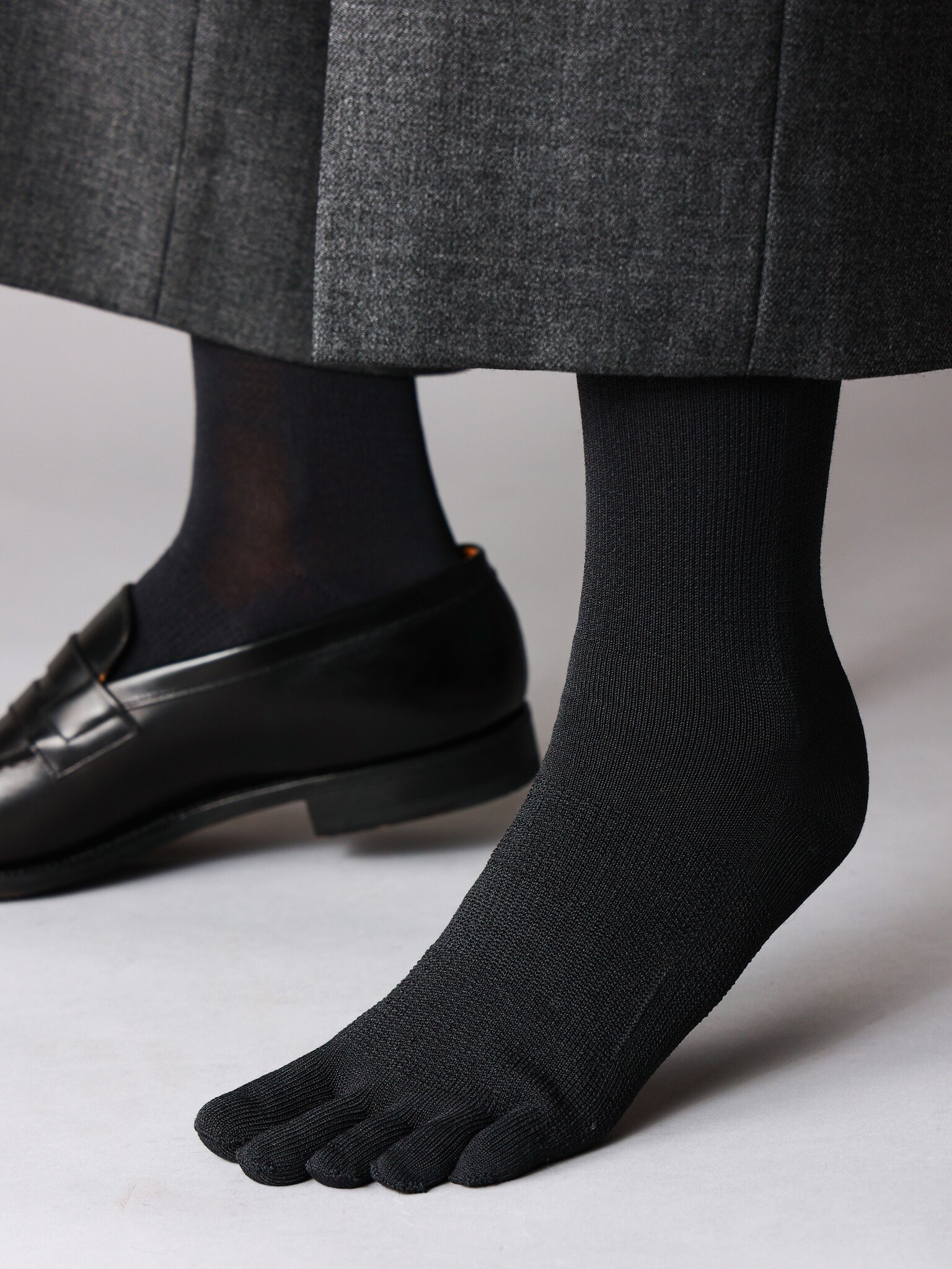 Meia média lisa de 5 dedos em Lyocell soft edge M