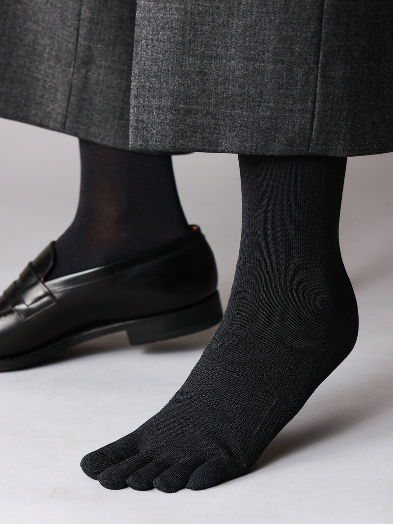 Lyocell Plain Soft Top Toe Crew Socks L