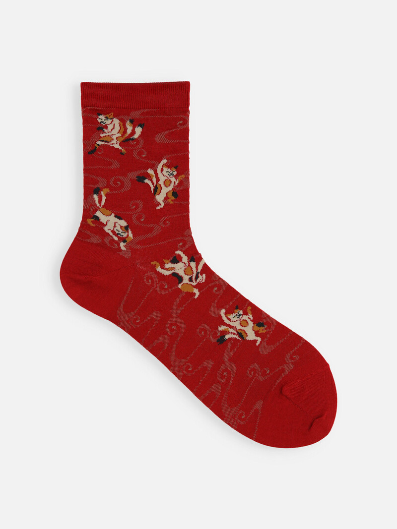 Nekomata Pattern Low Crew Socks