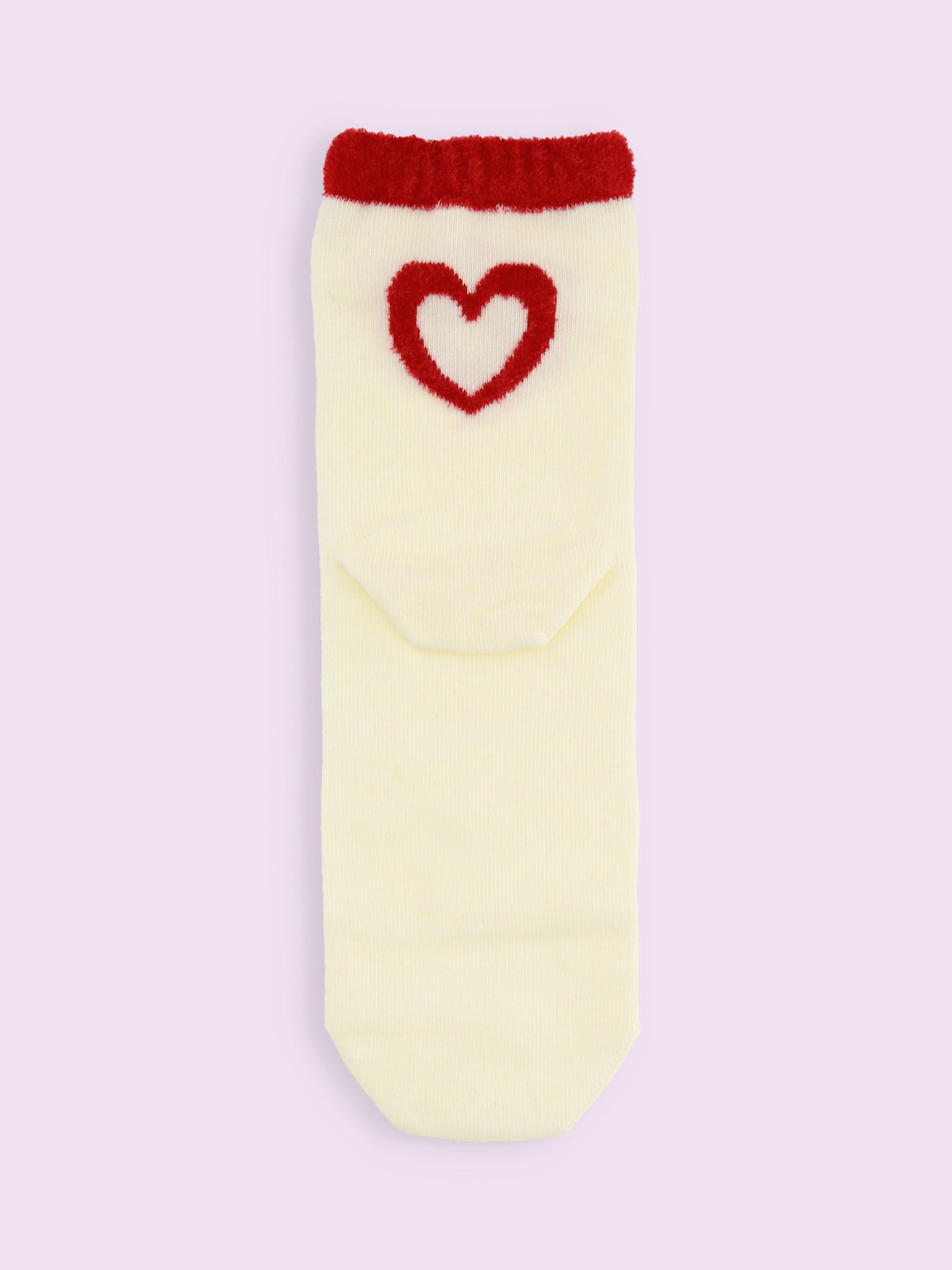 Back Fuzzy Heart Crew Socks