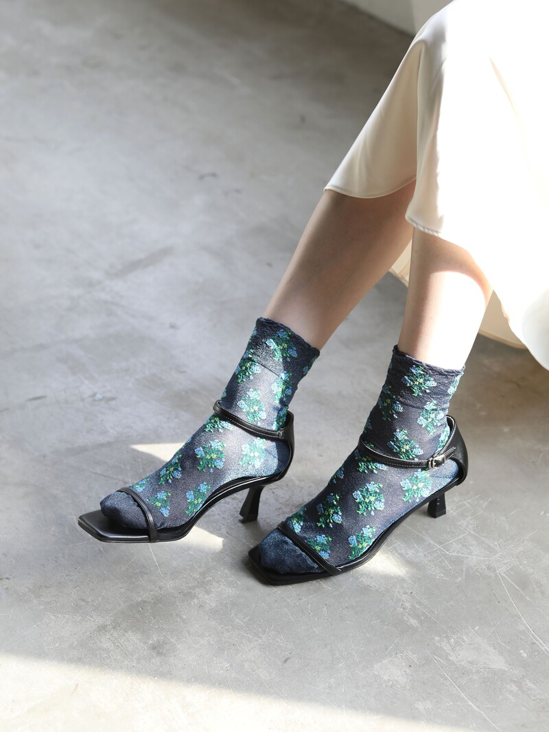 Transparente Glitzer-Bouquet-Socken mit niedriger Crew-Socke