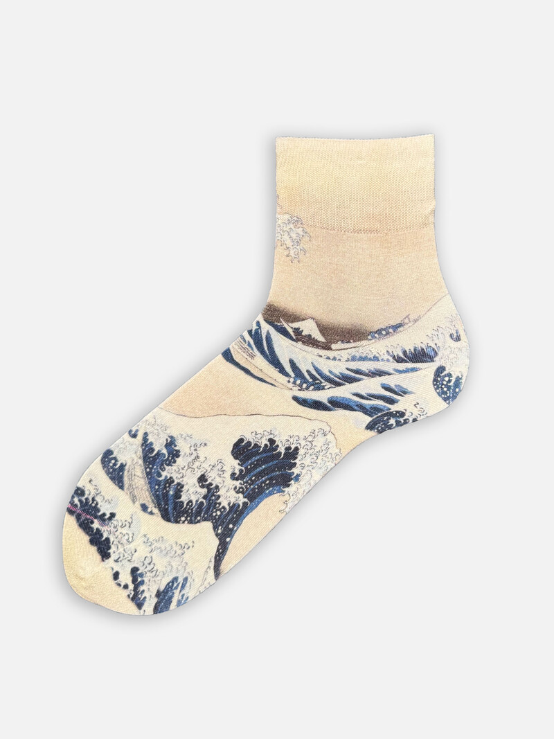 Japanse Print Low Crew Sokken L