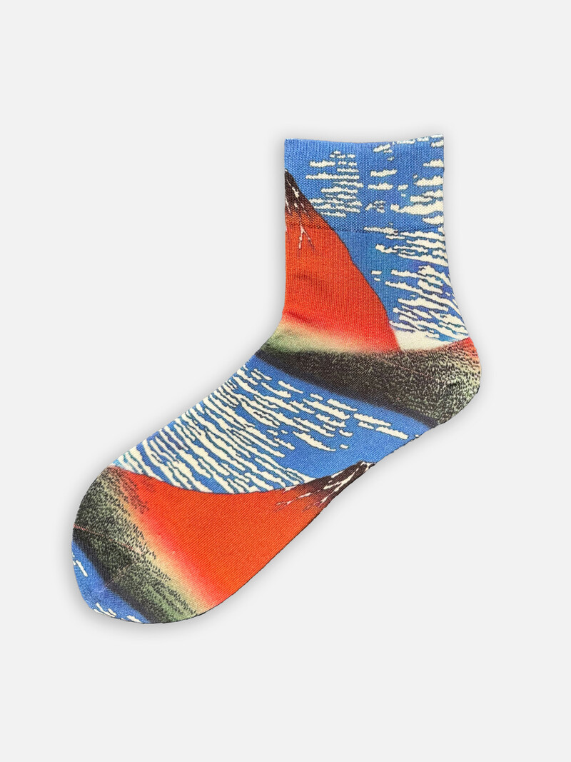 Meia estampada com padrão japonês S