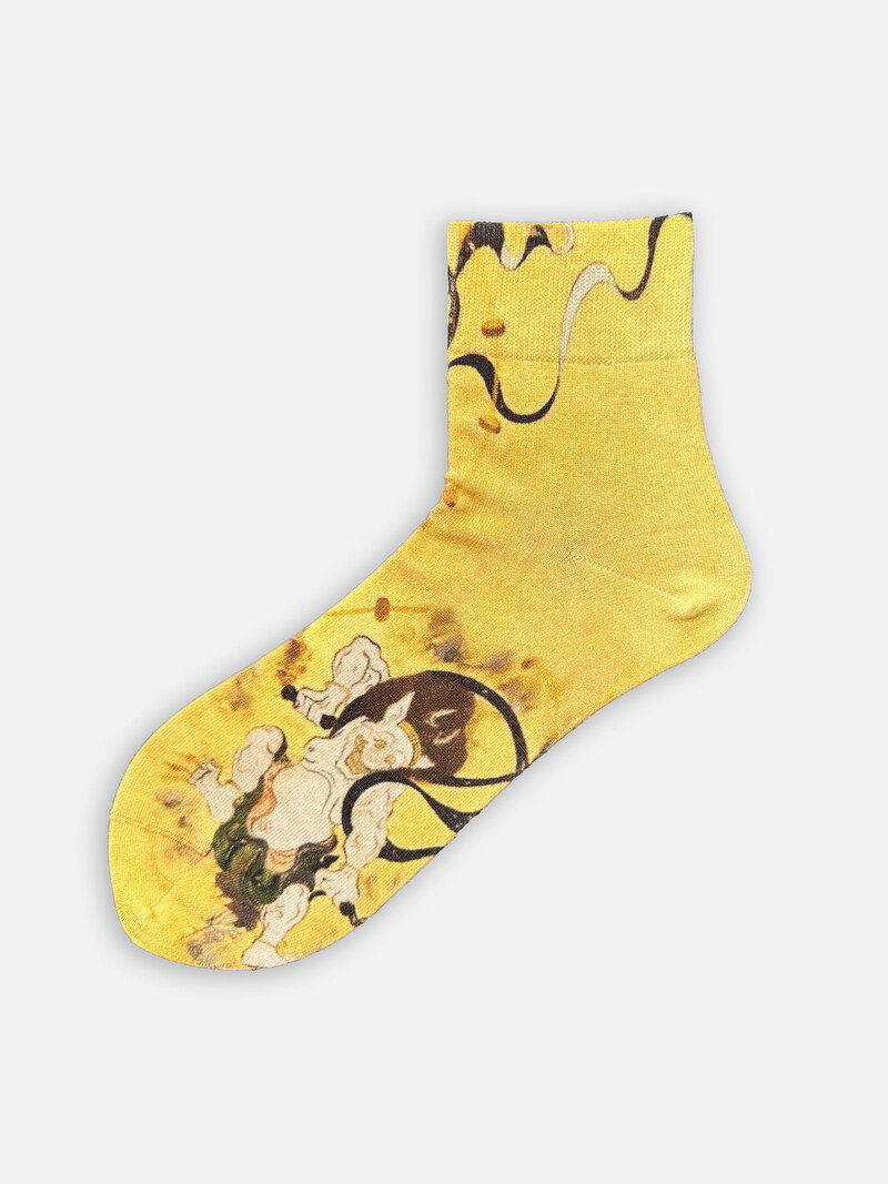 Meia estampada com padrão japonês S