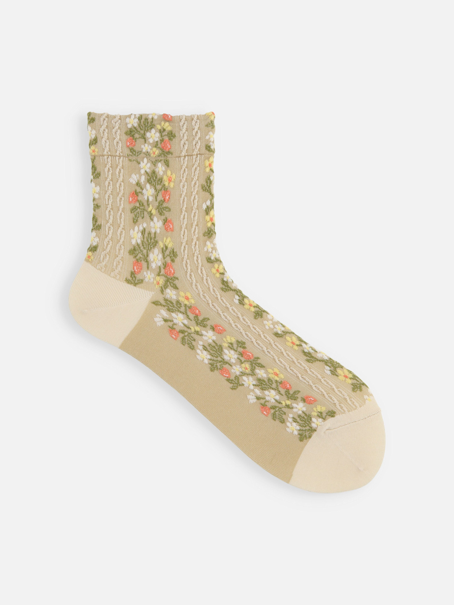 Meia de flor e morango