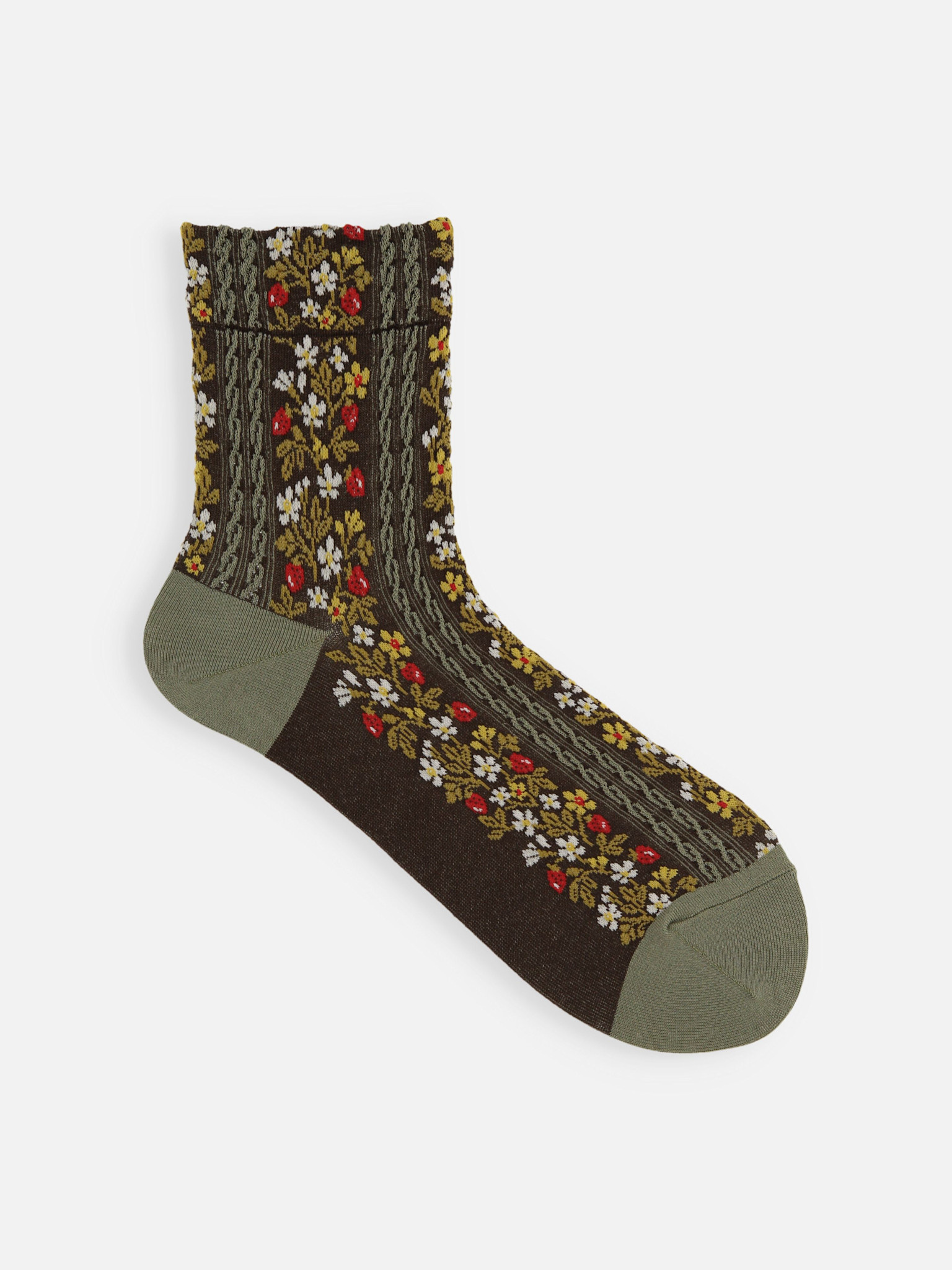 Meia de flor e morango