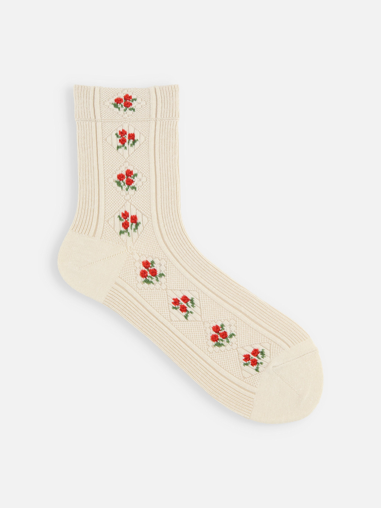 Flower & Diamond Retro Crew Socks