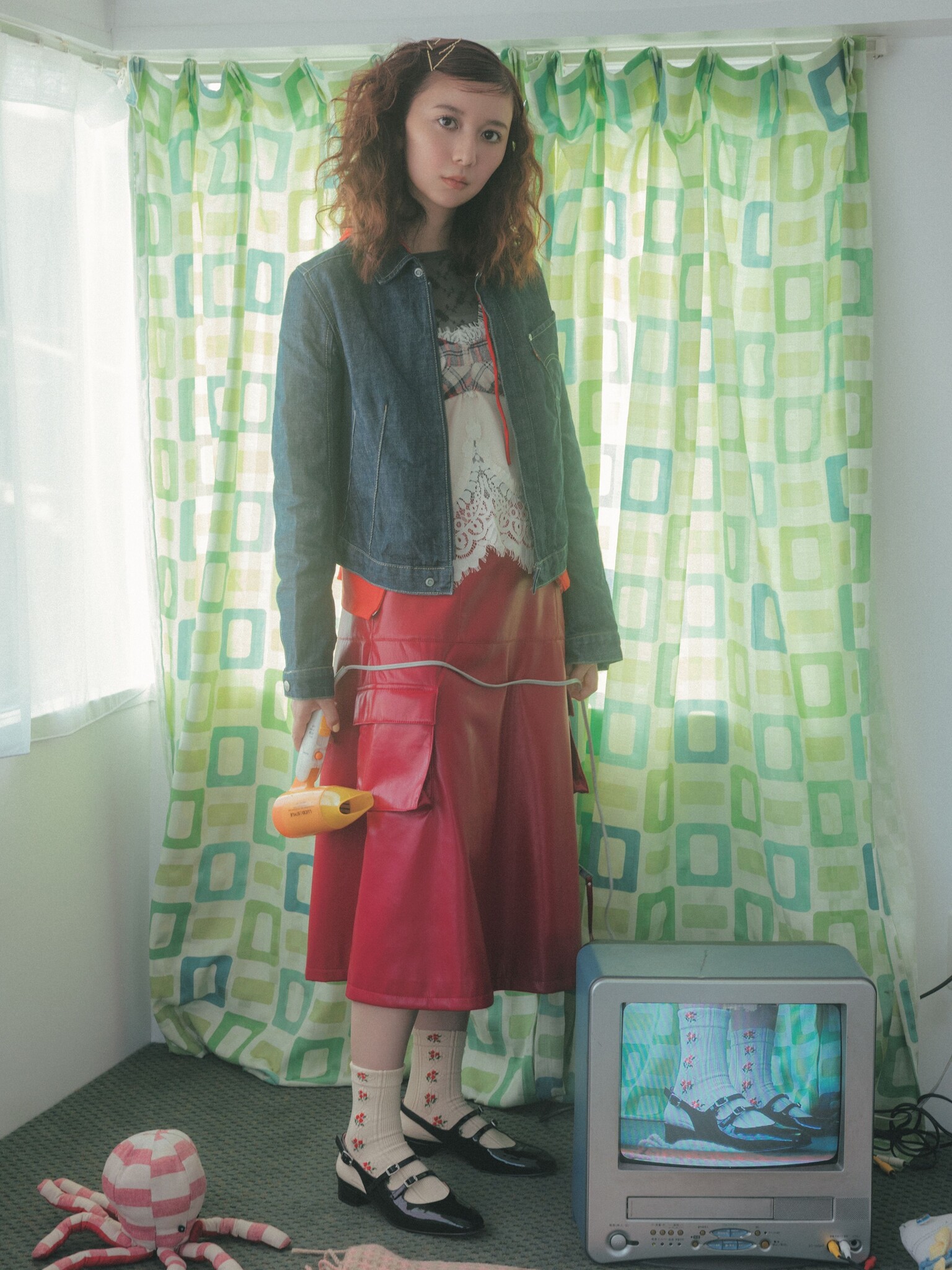 Flower & Diamond Retro Crew Socks