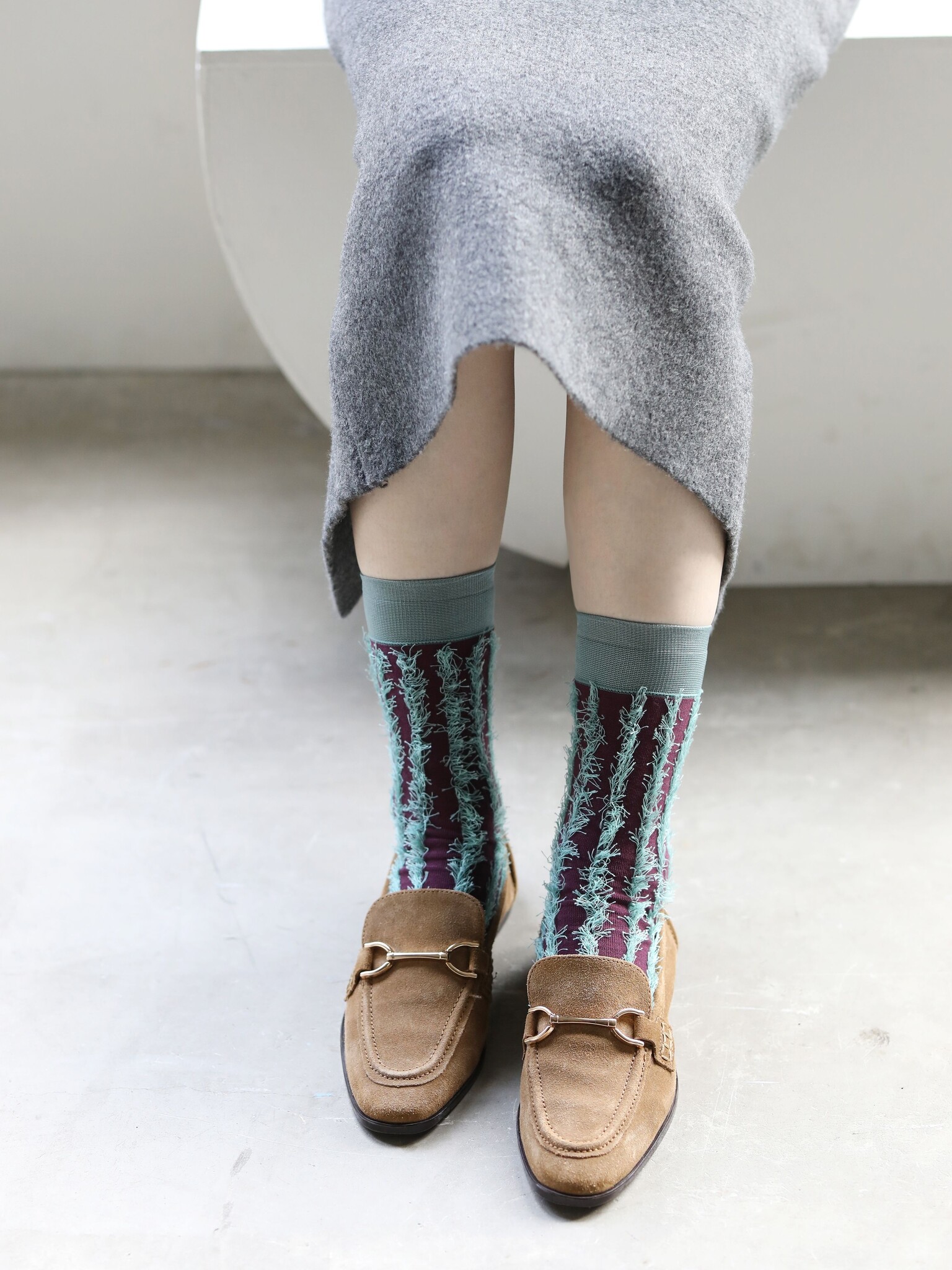 Socquette style frange en rayure