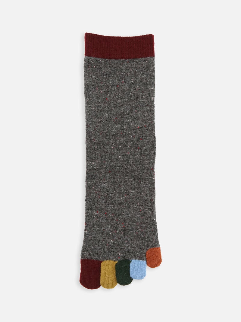 Meia média arco-íris de 5 dedos em lã Merino S