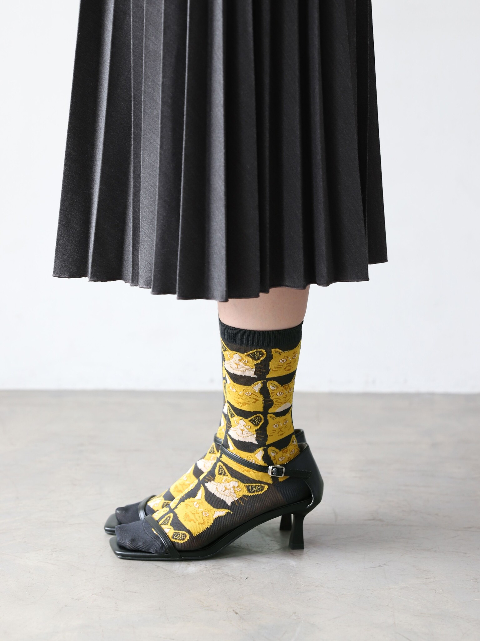 Manga Cat Pattern Crew Sokken M