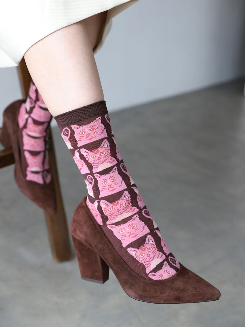 Mi-chaussette motif Manga chats S