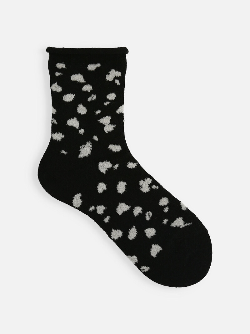 Socquette laine bord roulé Dalmatian