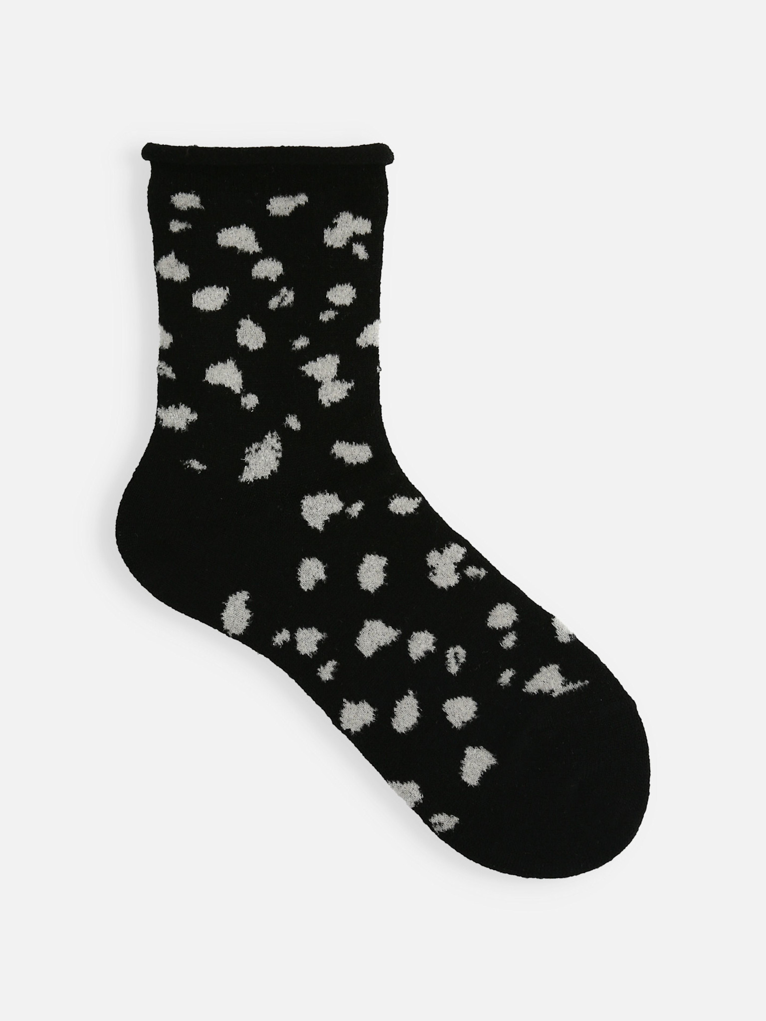 Wool Dalmatian Pattern Low Crew Socks