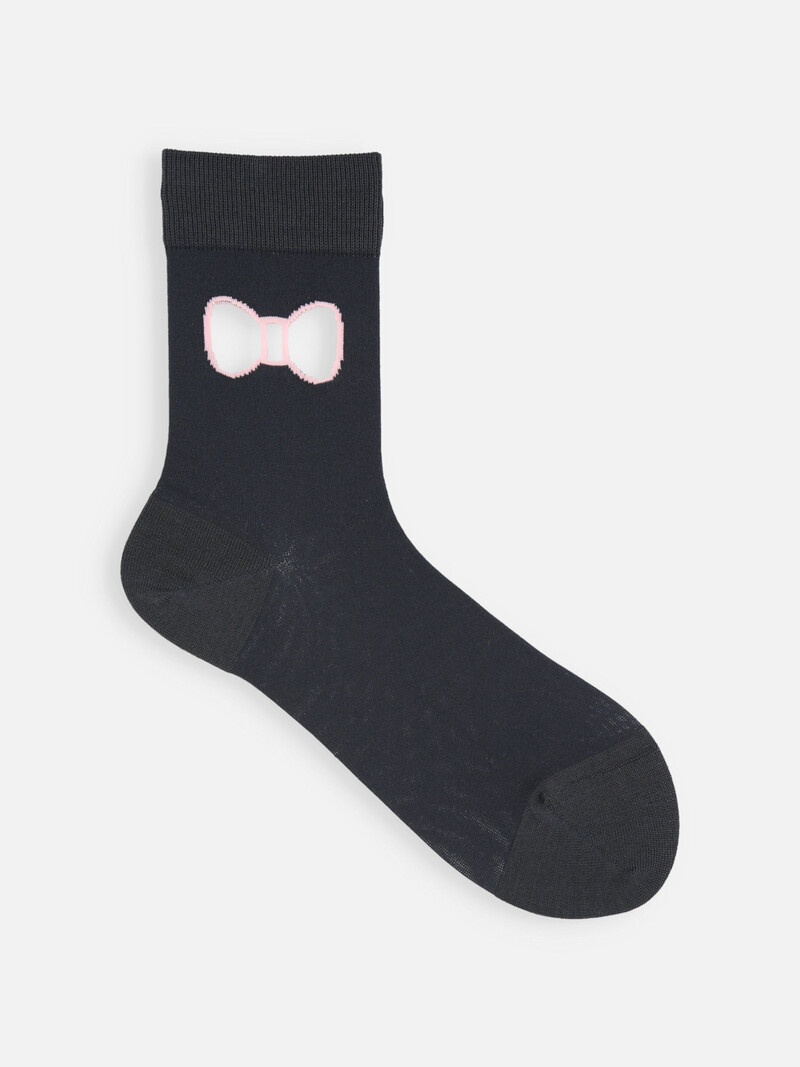 Tulle Ribbon Window Low Crew Socks